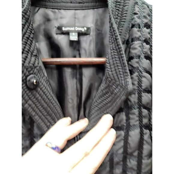 Samuel Dong Womens Black Quilted Jacket Size S Button Closure Made In China - Picture 4 of 5